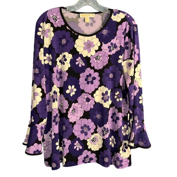 Michael Kors XL Floral 3/4 Sleeve Blouse - Picture 1 of 7